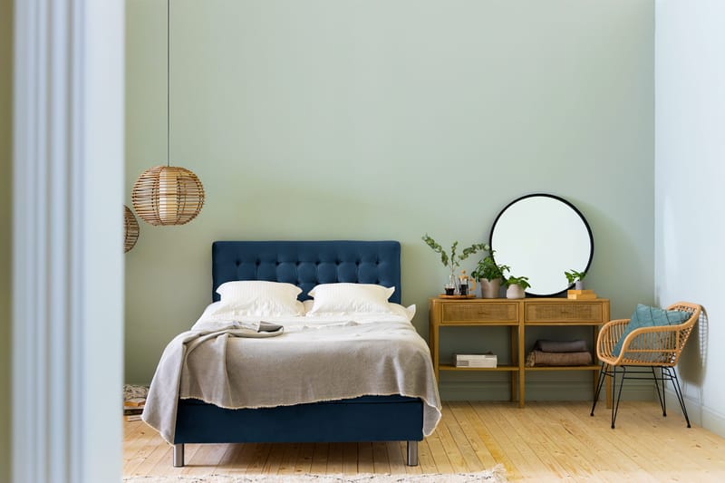 Ella Sängpaket 140x200 cm Rutig Gavel - Mörkblå/Sammet - Möbler - Säng - Kontinentalsäng