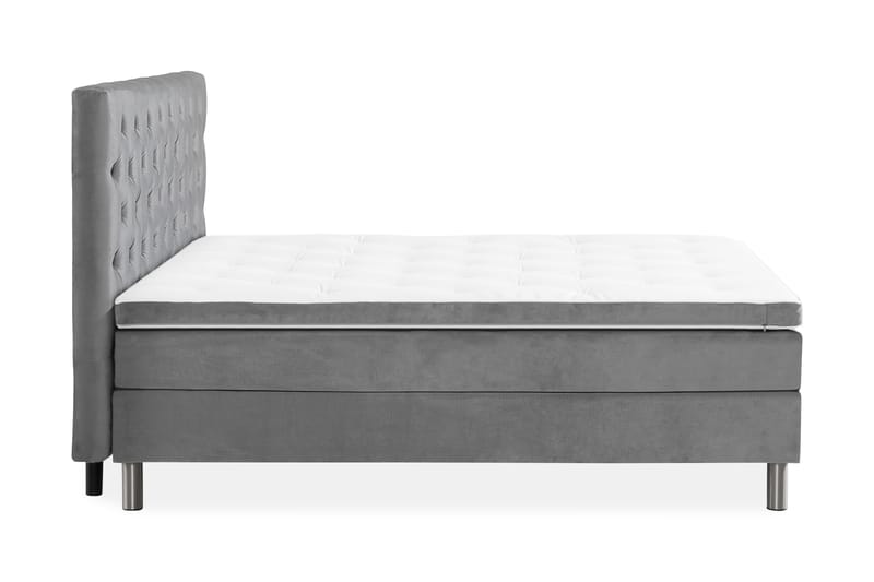 Ella Sängpaket 160x200 cm Djuphäftad Gavel - Ljusgrå/Sammet - Möbler - Säng - Komplett sängpaket