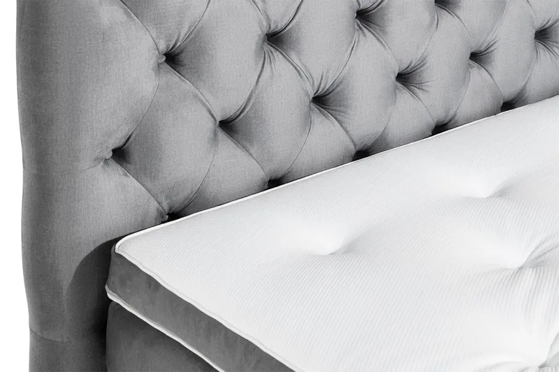 Ella Sängpaket 160x200 cm Djuphäftad Gavel - Ljusgrå/Sammet - Möbler - Säng - Kontinentalsäng