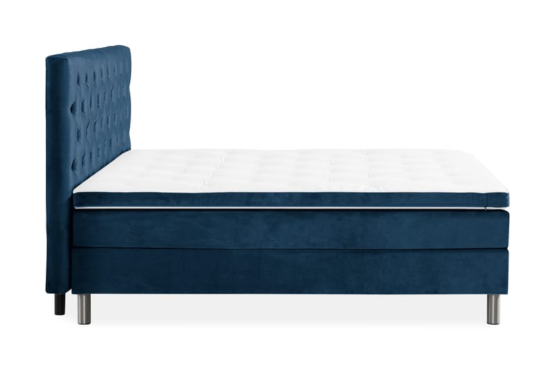 Ella Sängpaket 160x200 cm Djuphäftad Gavel - Mörkblå/Sammet - Dubbelsäng - Komplett sängpaket - Kontinentalsäng