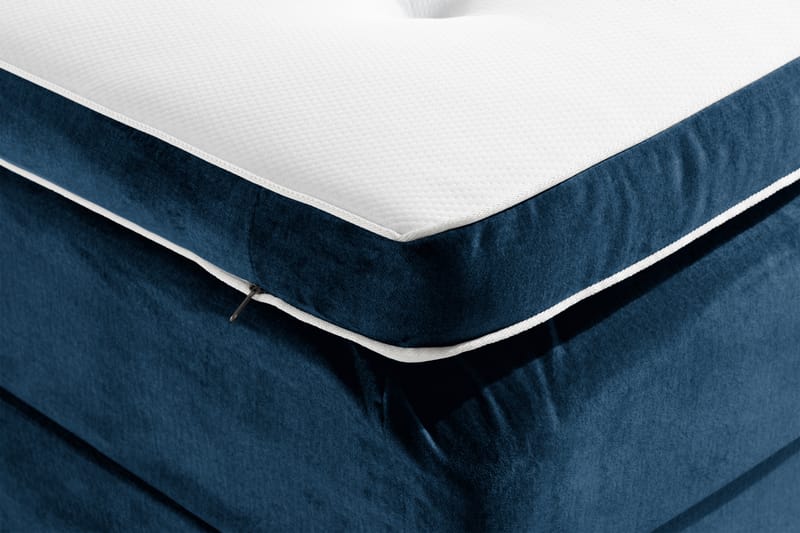 Ella Sängpaket 160x200 cm Djuphäftad Gavel - Mörkblå/Sammet - Dubbelsäng - Komplett sängpaket - Kontinentalsäng