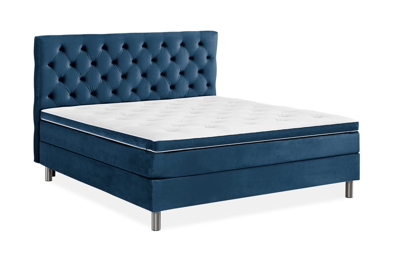 Ella Sängpaket 160x200 cm Djuphäftad Gavel - Mörkblå/Sammet - Möbler - Säng - Kontinentalsäng