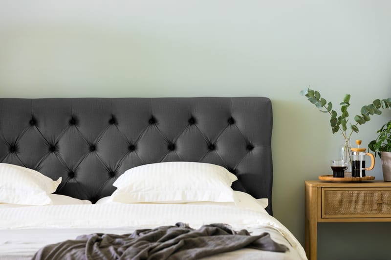 Ella Sängpaket 160x200 cm Djuphäftad Gavel - Mörkgrå/Sammet - Möbler - Säng - Komplett sängpaket