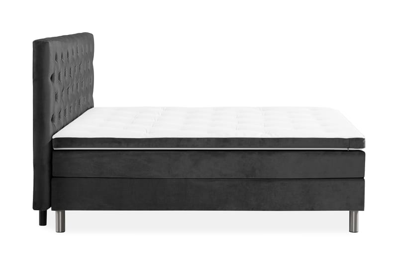 Ella Sängpaket 160x200 cm Djuphäftad Gavel - Mörkgrå/Sammet - Möbler - Säng - Komplett sängpaket