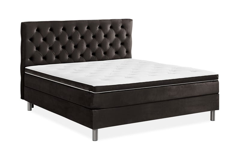Ella Sängpaket 160x200 cm Djuphäftad Gavel - Mörkgrå/Sammet - Möbler - Säng - Kontinentalsäng