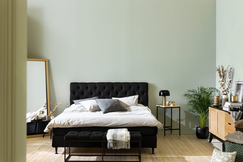 Ella Sängpaket 160x200 cm Djuphäftad Gavel - Svart - Möbler - Säng - Kontinentalsäng