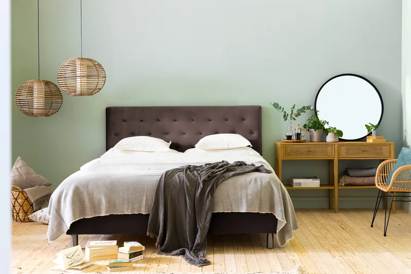 Ella Sängpaket 160x200 cm Knapp Gavel - Brun/Sammet - Möbler - Säng - Kontinentalsäng