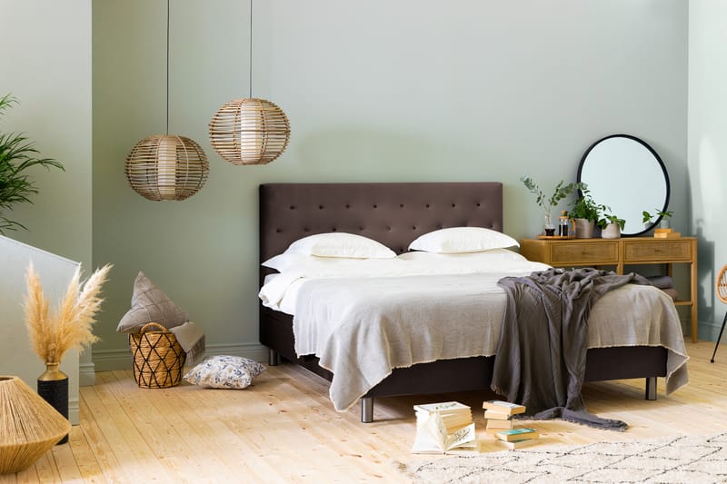 Ella Sängpaket 160x200 cm Knapp Gavel - Brun/Sammet - Möbler - Säng - Komplett sängpaket