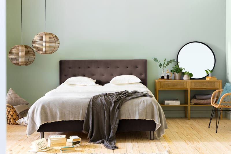 Ella Sängpaket 160x200 cm Knapp Gavel - Brun/Sammet - Möbler - Säng - Komplett sängpaket