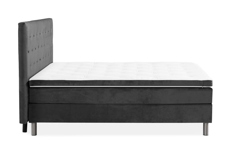 Ella Sängpaket 160x200 cm Knapp Gavel - Mörkgrå/Sammet - Möbler - Säng - Komplett sängpaket