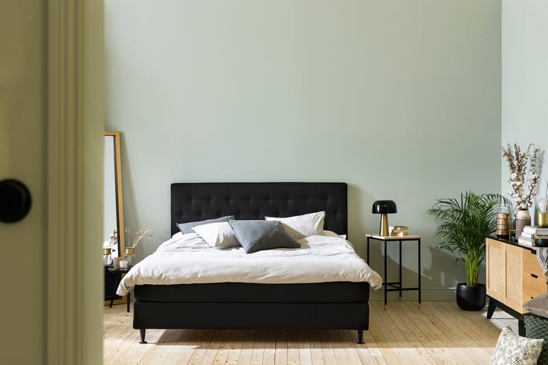 Ella Sängpaket 160x200 cm Knapp Gavel - Svart - Möbler - Säng - Komplett sängpaket
