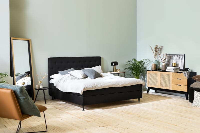 Ella Sängpaket 160x200 cm Knapp Gavel - Svart - Möbler - Säng - Komplett sängpaket