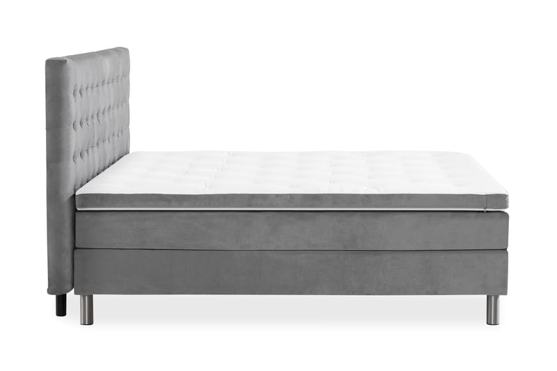 Ella Sängpaket 160x200 cm Rutig Gavel - Ljusgrå/Sammet - Möbler - Säng - Komplett sängpaket