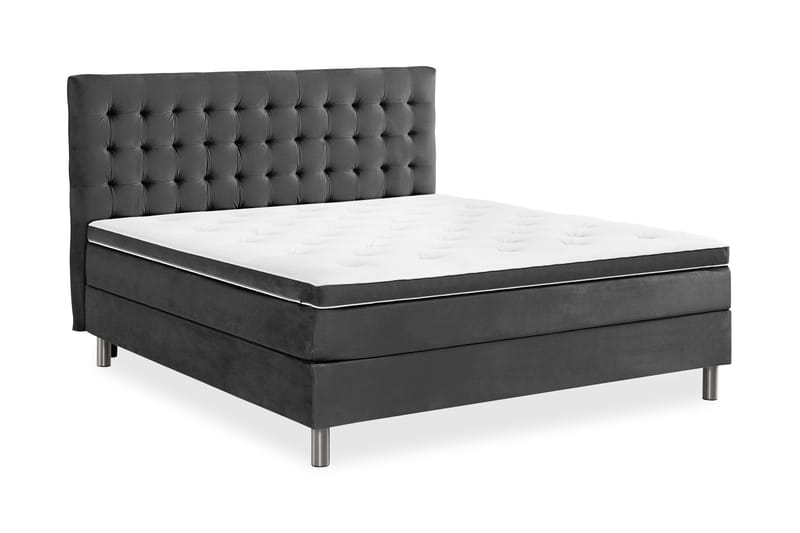 Ella Sängpaket 160x200 cm Rutig Gavel - Mörkgrå/Sammet - Möbler - Säng - Kontinentalsäng