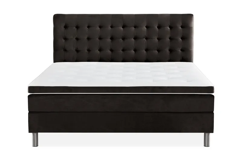 Ella Sängpaket 160x200 cm Rutig Gavel - Mörkgrå/Sammet - Möbler - Säng - Kontinentalsäng