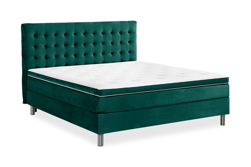 Ella Sängpaket 160x200 cm Rutig Gavel - Mörkgrön/Sammet - Möbler - Säng - Kontinentalsäng