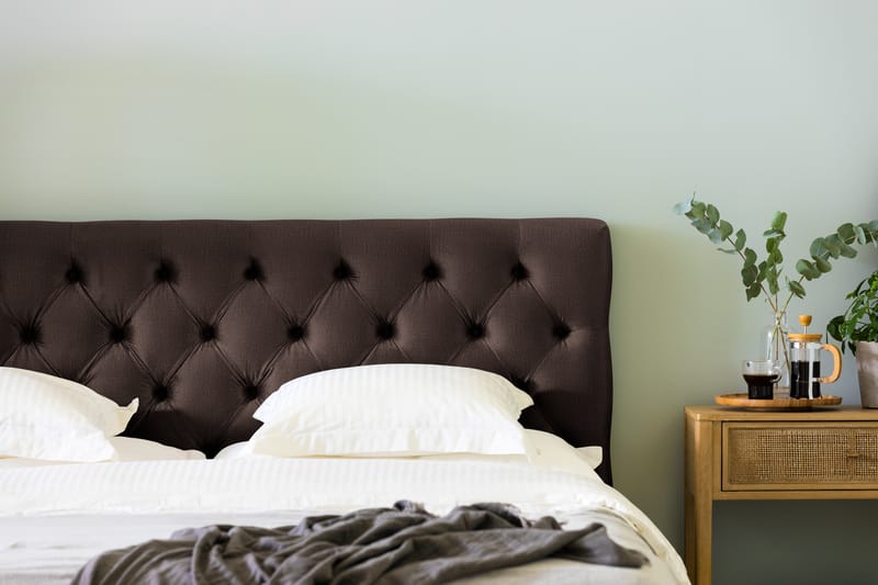 Ella Sängpaket 180x200 cm Djuphäftad Gavel - Brun/Sammet - Möbler - Säng - Komplett sängpaket