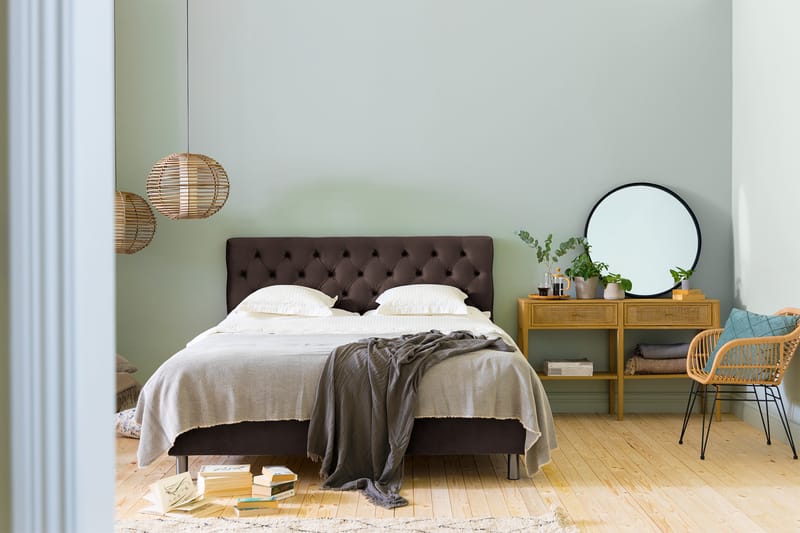Ella Sängpaket 180x200 cm Djuphäftad Gavel - Brun/Sammet - Möbler - Säng - Komplett sängpaket
