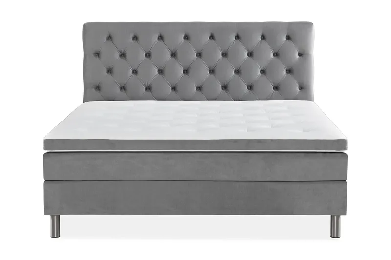 Ella Sängpaket 180x200 cm Djuphäftad Gavel - Ljusgrå/Sammet - Möbler - Säng - Kontinentalsäng