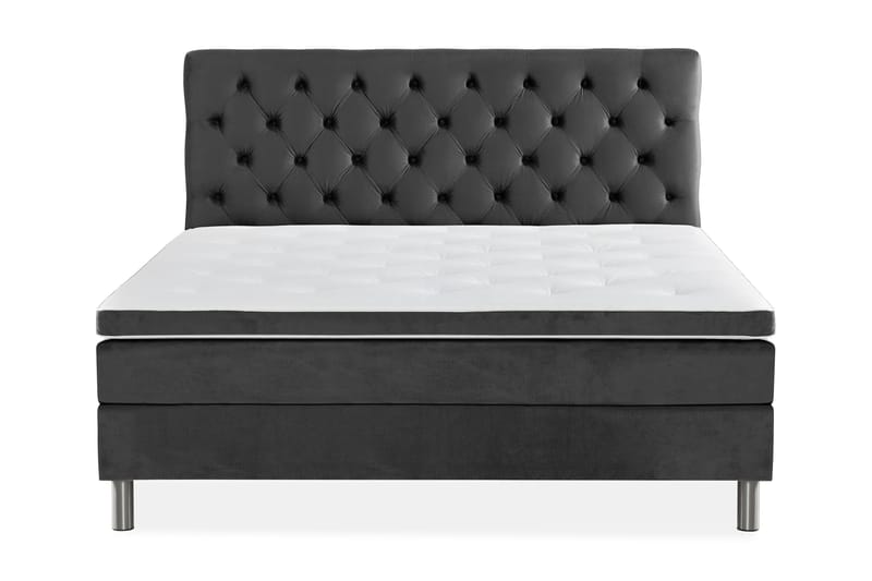 Ella Sängpaket 180x200 cm Djuphäftad Gavel - Mörkgrå/Sammet - Möbler - Säng - Komplett sängpaket