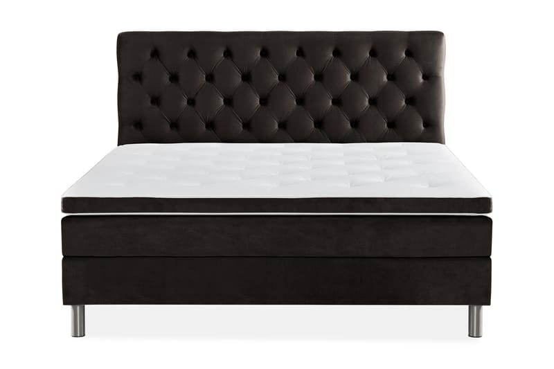 Ella Sängpaket 180x200 cm Djuphäftad Gavel - Mörkgrå/Sammet - Möbler - Säng - Komplett sängpaket