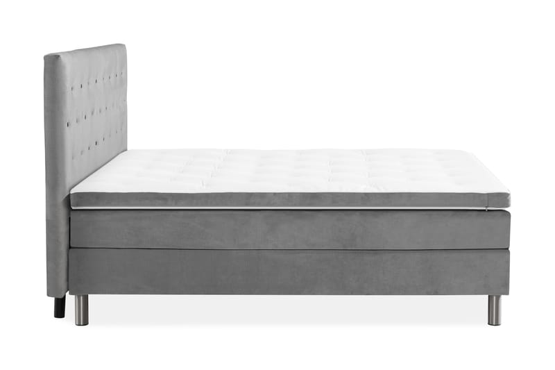 Ella Sängpaket 180x200 cm Knapp Gavel - Ljusgrå/Sammet - Möbler - Säng - Komplett sängpaket