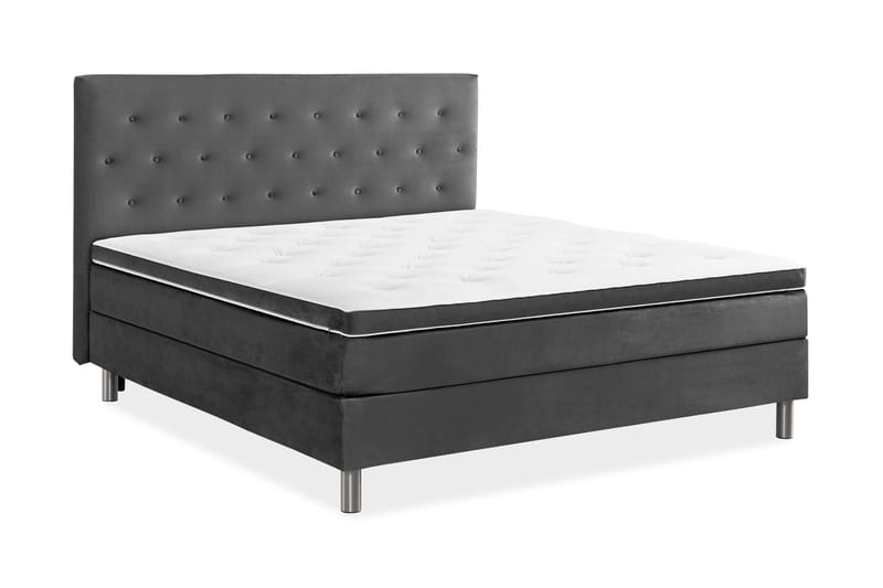 Ella Sängpaket 180x200 cm Knapp Gavel - Mörkgrå/Sammet - Möbler - Säng - Kontinentalsäng