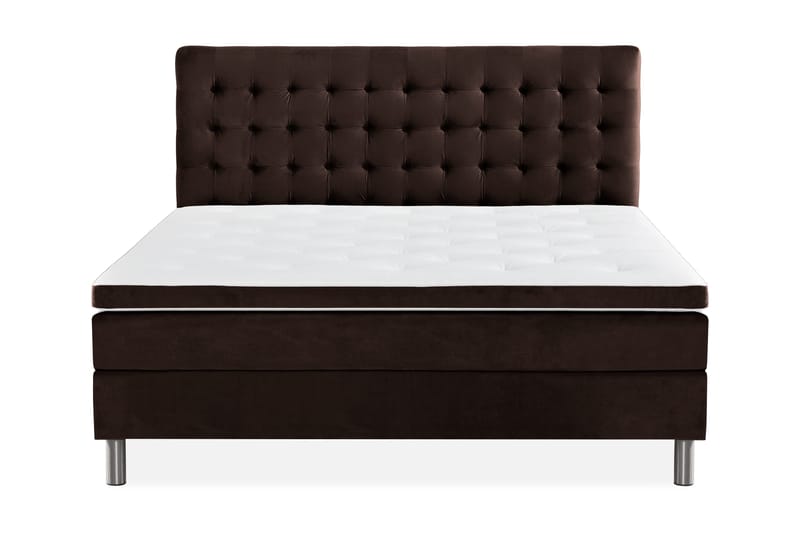 Ella Sängpaket 180x200 cm Rutig Gavel - Brun/Sammet - Möbler - Säng - Kontinentalsäng