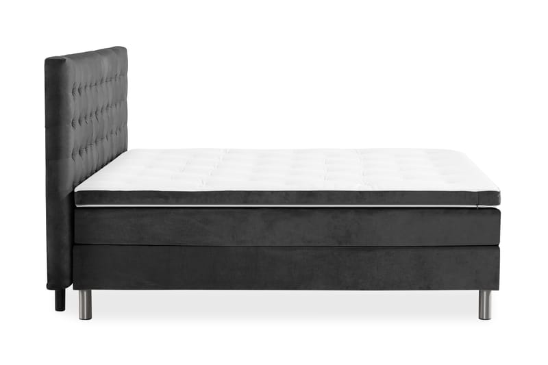 Ella Sängpaket 180x200 cm Rutig Gavel - Mörkgrå/Sammet - Möbler - Säng - Komplett sängpaket