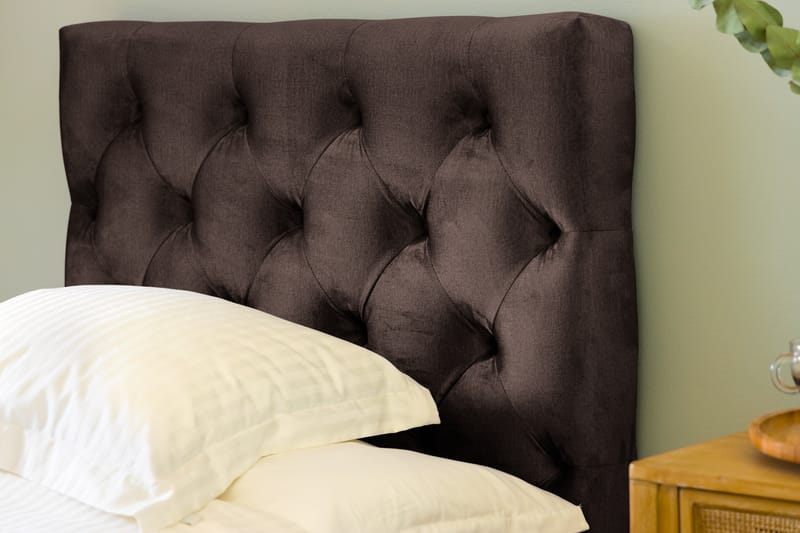 Ella Sängpaket 90x200 cm Djuphäftad Gavel - Brun/Sammet - Möbler - Säng - Komplett sängpaket