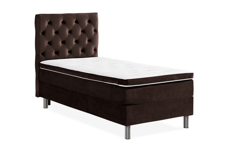 Ella Sängpaket 90x200 cm Djuphäftad Gavel - Brun/Sammet - Möbler - Säng - Komplett sängpaket