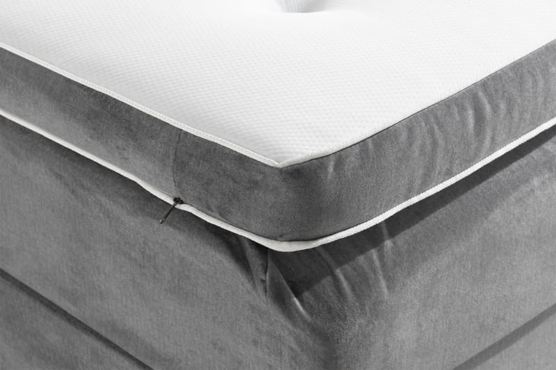 Ella Sängpaket 90x200 cm Djuphäftad Gavel - Ljusgrå/Sammet - Möbler - Säng - Komplett sängpaket