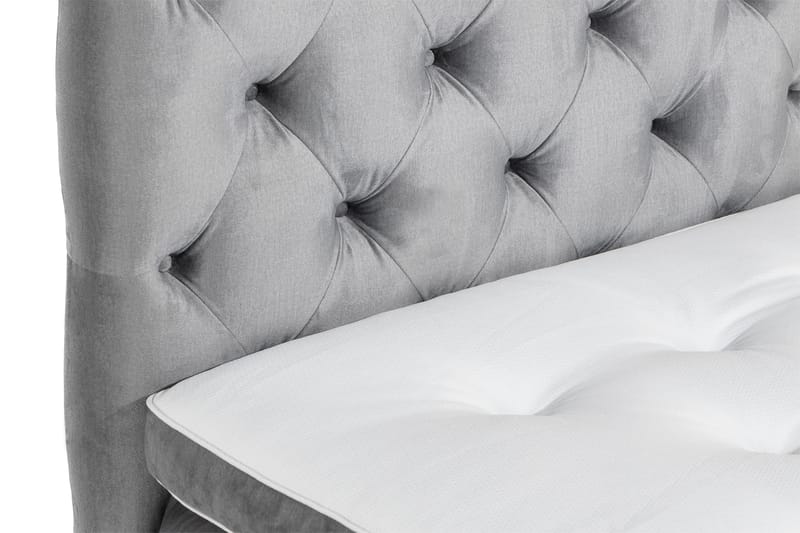 Ella Sängpaket 90x200 cm Djuphäftad Gavel - Ljusgrå/Sammet - Möbler - Säng - Kontinentalsäng