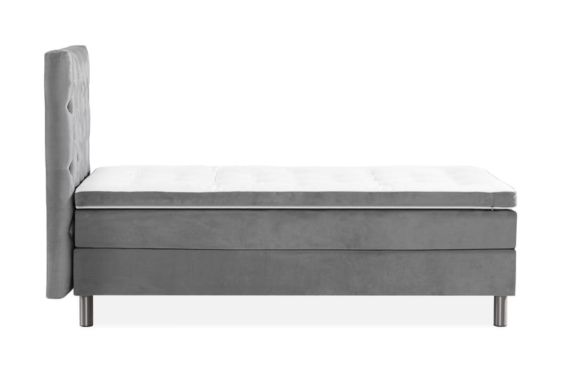 Ella Sängpaket 90x200 cm Djuphäftad Gavel - Ljusgrå/Sammet - Möbler - Säng - Kontinentalsäng