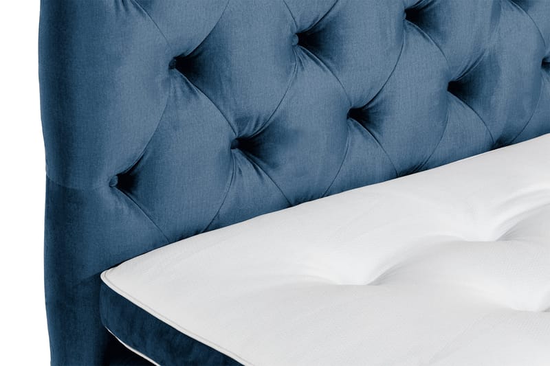 Ella Sängpaket 90x200 cm Djuphäftad Gavel - Mörkblå/Sammet - Möbler - Säng - Kontinentalsäng