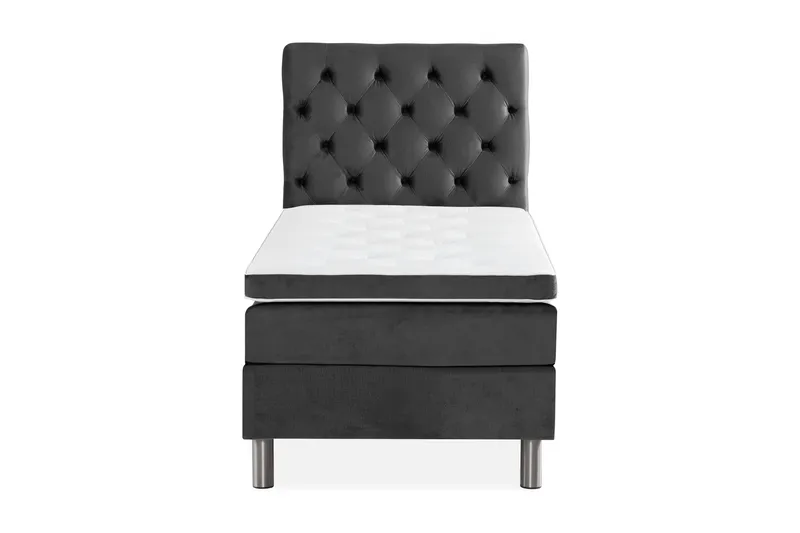 Ella Sängpaket 90x200 cm Djuphäftad Gavel, Mörkgrå/Sammet