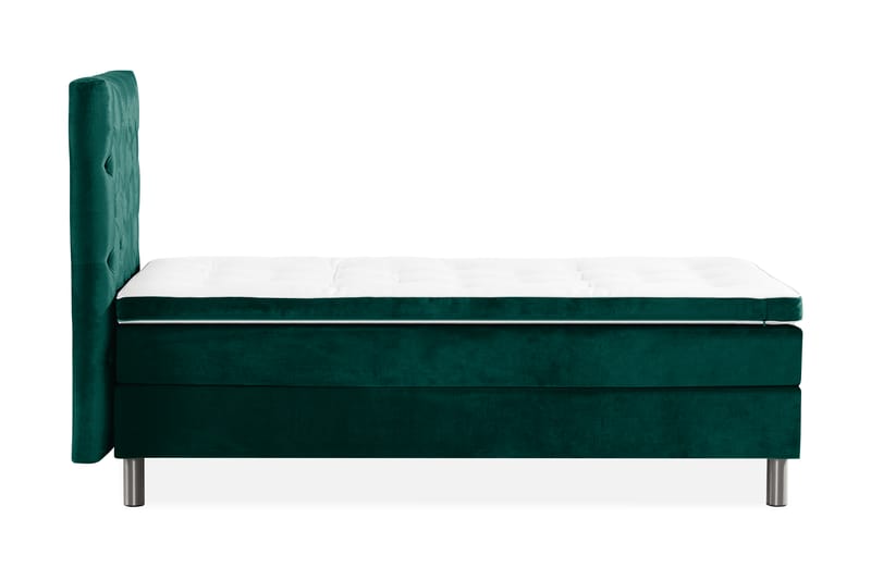 Ella Sängpaket 90x200 cm Djuphäftad Gavel - Mörkgrön/Sammet - Möbler - Säng - Komplett sängpaket