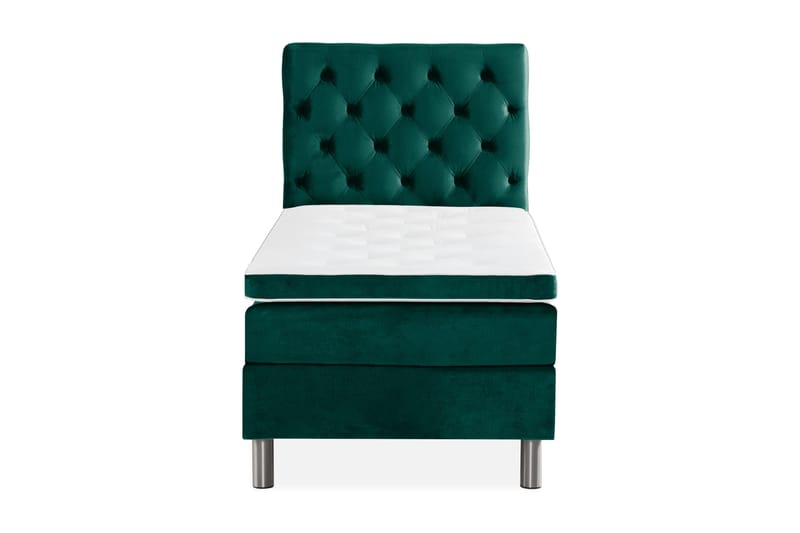 Ella Sängpaket 90x200 cm Djuphäftad Gavel, Mörkgrön/Sammet