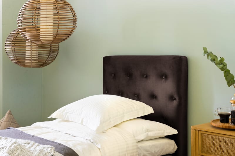 Ella Sängpaket 90x200 cm Knapp Gavel - Brun/Sammet - Möbler - Säng - Komplett sängpaket