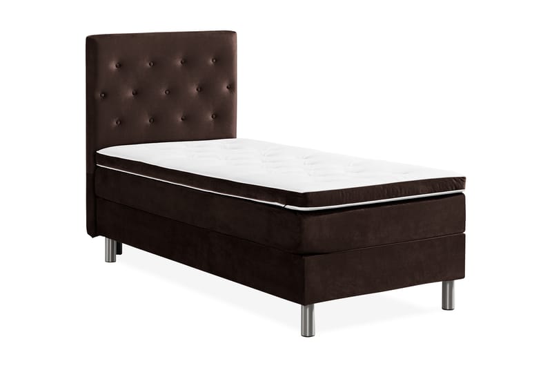 Ella Sängpaket 90x200 cm Knapp Gavel - Brun/Sammet - Möbler - Säng - Komplett sängpaket