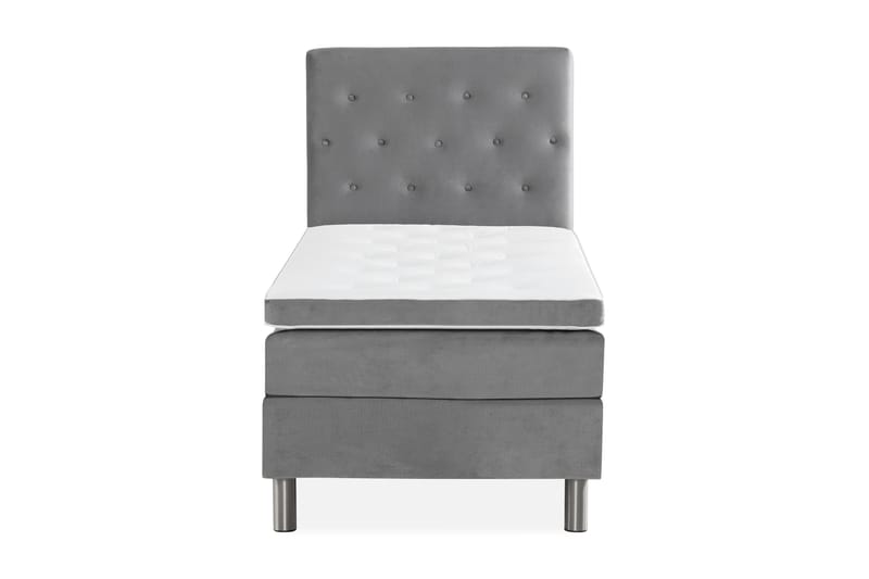 Ella Sängpaket 90x200 cm Knapp Gavel - Ljusgrå/Sammet - Möbler - Säng - Komplett sängpaket