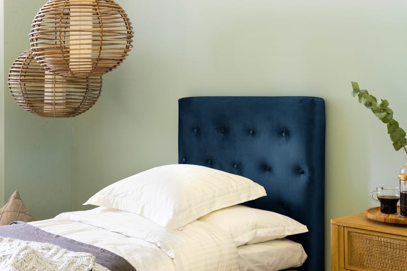 Ella Sängpaket 90x200 cm Knapp Gavel - Mörkblå/Sammet - Möbler - Säng - Komplett sängpaket