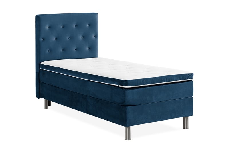 Ella Sängpaket 90x200 cm Knapp Gavel - Mörkblå/Sammet - Möbler - Säng - Komplett sängpaket