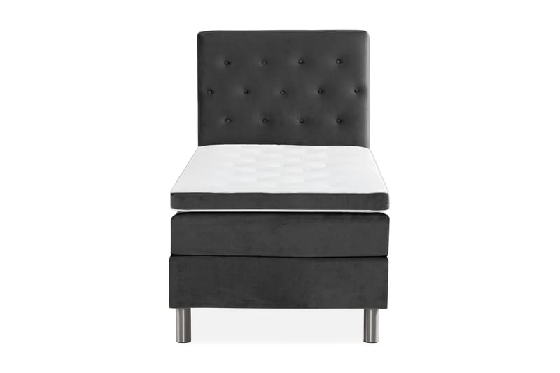 Ella Sängpaket 90x200 cm Knapp Gavel - Mörkgrå/Sammet - Möbler - Säng - Komplett sängpaket