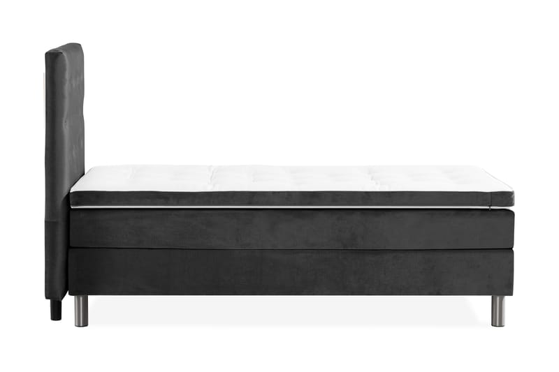 Ella Sängpaket 90x200 cm Knapp Gavel - Mörkgrå/Sammet - Möbler - Säng - Komplett sängpaket