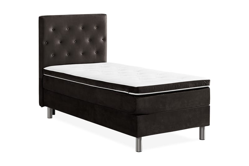 Ella Sängpaket 90x200 cm Knapp Gavel - Mörkgrå/Sammet - Möbler - Säng - Kontinentalsäng
