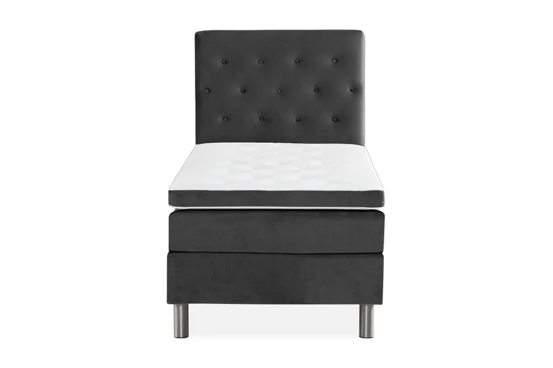 Ella Sängpaket 90x200 cm Knapp Gavel - Mörkgrå/Sammet - Möbler - Säng - Kontinentalsäng