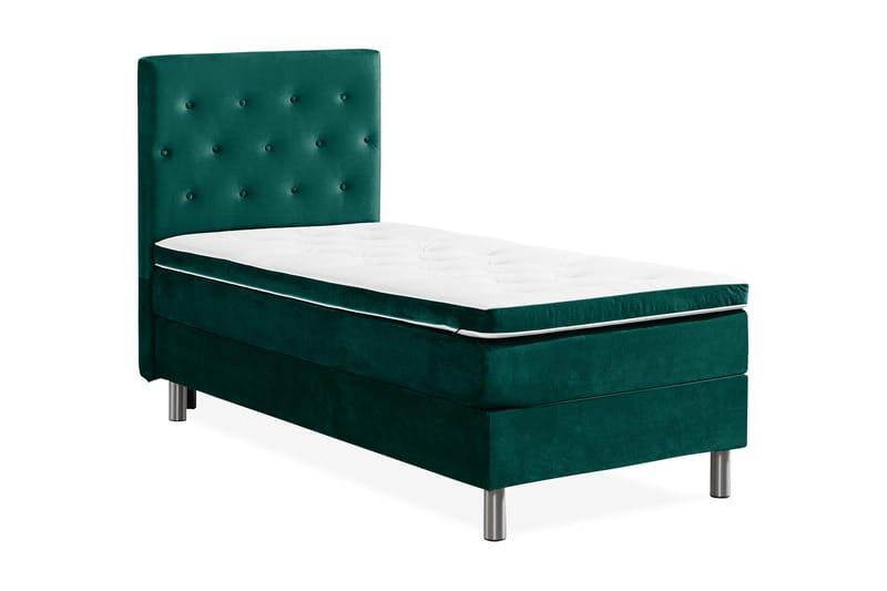 Ella Sängpaket 90x200 cm Knapp Gavel - Mörkgrön/Sammet - Möbler - Säng - Kontinentalsäng