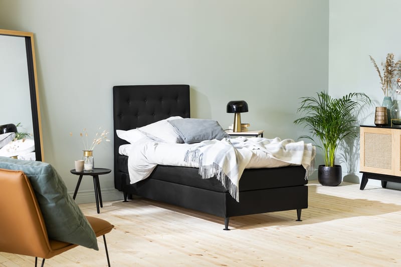 Ella Sängpaket 90x200 cm Knapp Gavel - Svart - Möbler - Säng - Komplett sängpaket