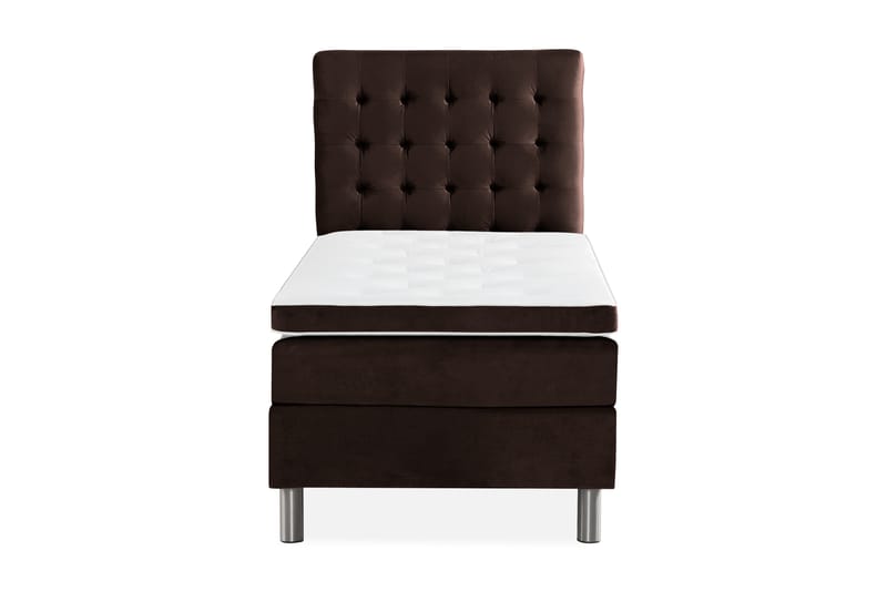 Ella Sängpaket 90x200 cm Rutig Gavel - Brun/Sammet - Möbler - Säng - Komplett sängpaket
